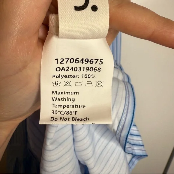 Commense Pinstripe Shirred Backless Long Cami Dress Smocked Blue White NWT Small - Picture 8 of 12